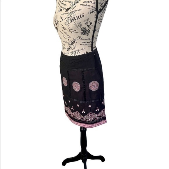 Vintage Handcrafted Black Embroidered Boho Hippie Festival Mini Skirt Apron 6 - Picture 3 of 10